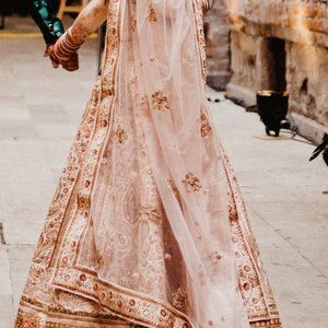 Gorgeous Lehenga Emerald Green Blouse and Dupatta- Perfect for Mehendi/Sangeet